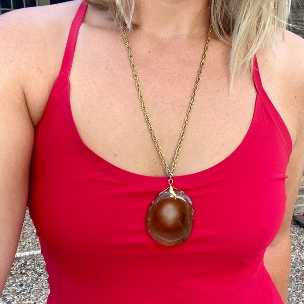Vintage Agate Slice Gemstone Pendant